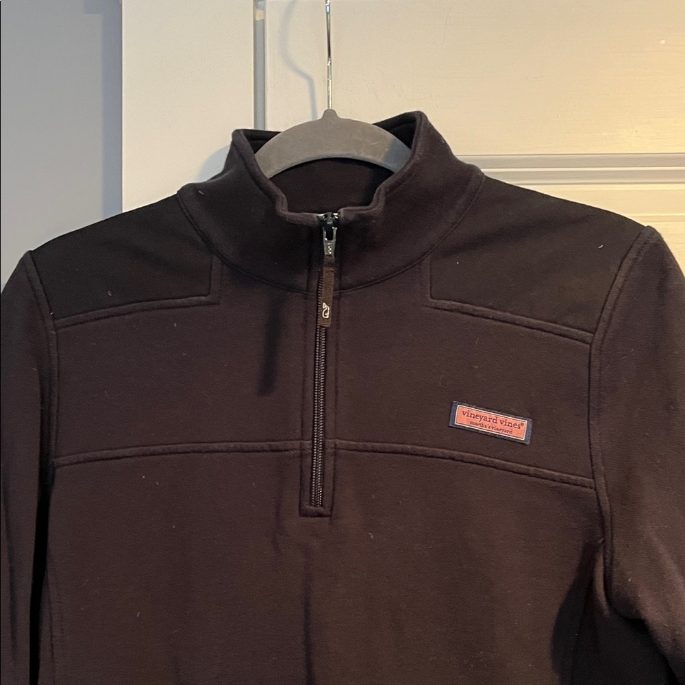Vineyard Vines Black Quarter-Zip Pullover with Pink Logo - Picture 5 of 7
